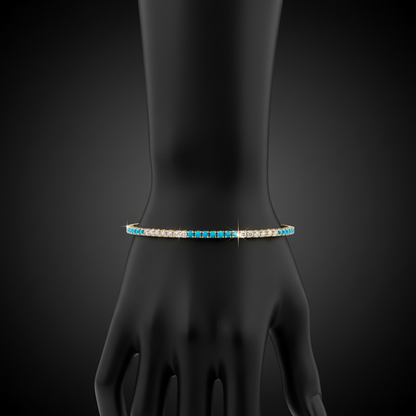 BNH68545. 14K Solid Yellow Gold Diamond and Gemstone Bangle