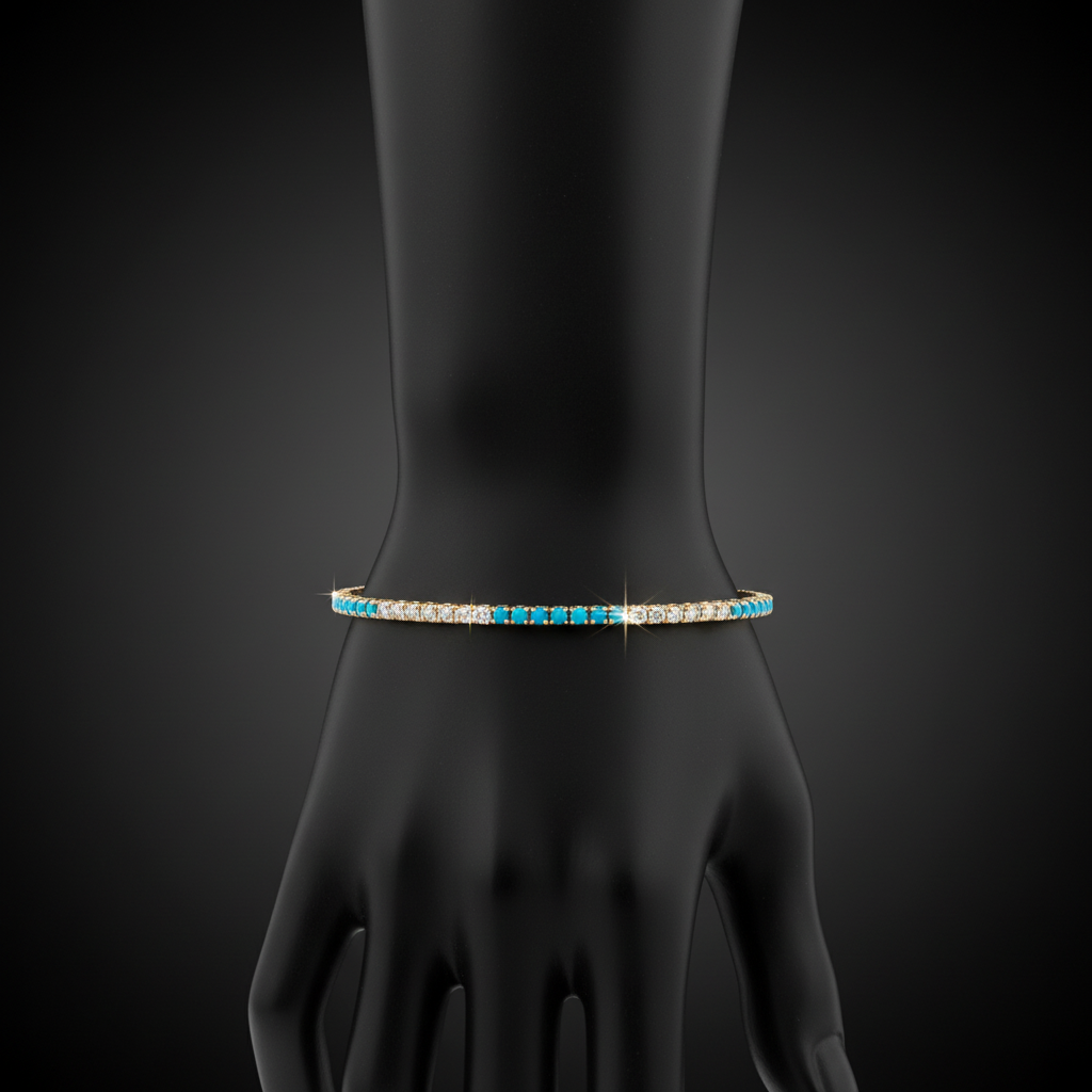 BNH68545. 14K Solid Yellow Gold Diamond and Gemstone Bangle