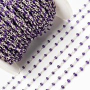  Amethyst Sterling Silver Wire Chain