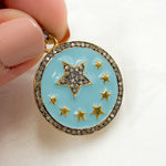 Load image into Gallery viewer, DP517A. Diamond Sterling Silver Star Round Enamel Pendant
