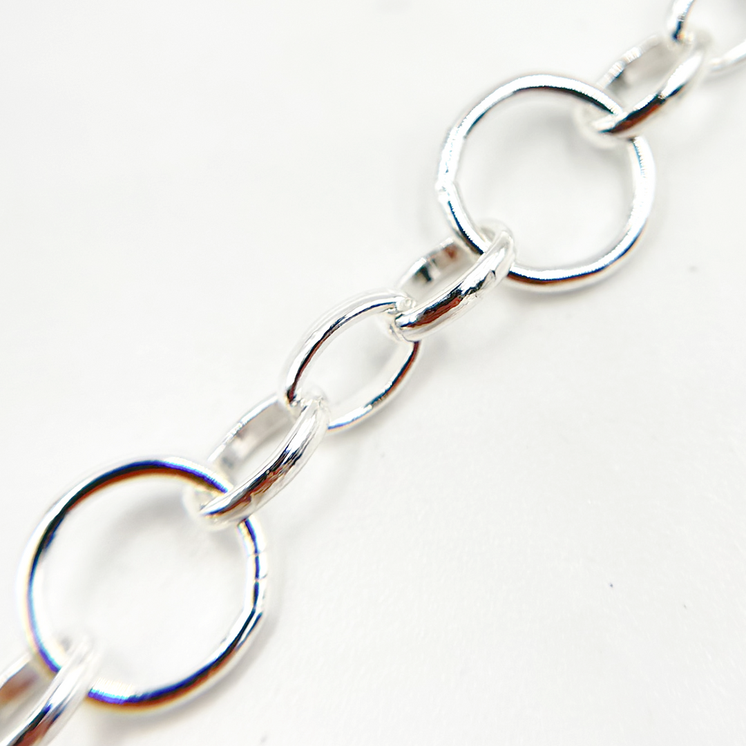V280SS. Sterling Silver Smooth 1 Round & 3 Oval Link Chain