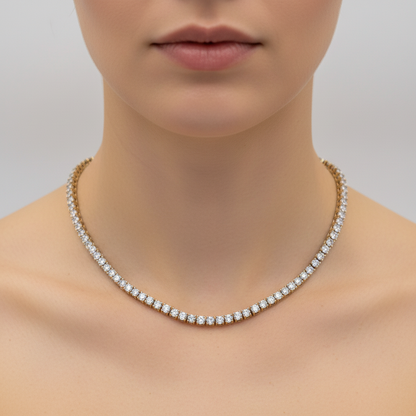 NFP71363. 14K Solid Gold Diamond Tennis Necklace