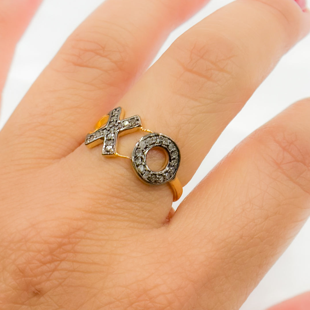 DR026. Diamond Sterling Silver XO Ring