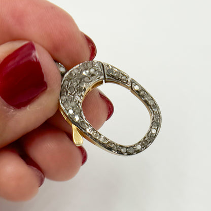 Diamond Sterling Silver Oval Lobster Clasp