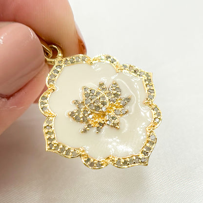 Sterling Silver Flower Enamel Pendant