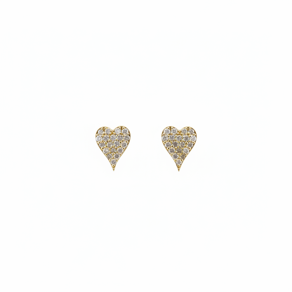 EFD54274. 14K Solid Gold Diamond Heart Earrings