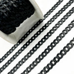 Load image into Gallery viewer, V78BR. Black Rhodium Matt Sterling Silver Flat Curb Chain
