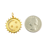 Load image into Gallery viewer, 14K Solid Gold with Diamonds Circle Shape Charm with Moon and Star in the Center. GDP17A
