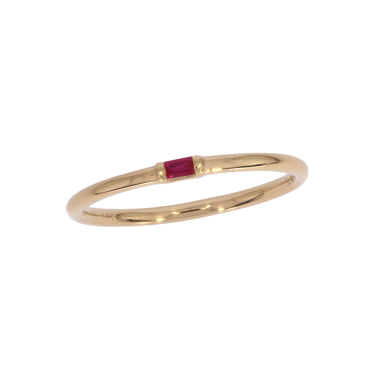 RAA01545. 14K Solid Yellow Gold Solo Baguette Ring
