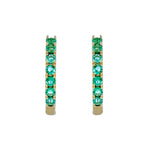 Load image into Gallery viewer, EHZ57450. 14K Solid Yellow Gold Emerald Hoop Earrings