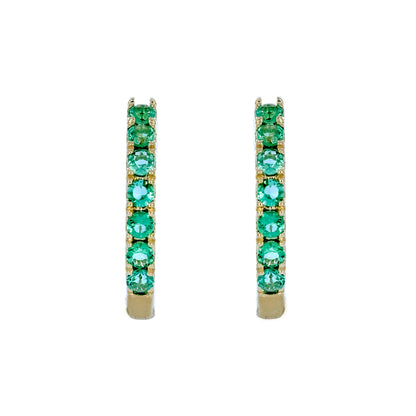 EHZ57450. 14K Solid Yellow Gold Gemstone Hoop Earrings