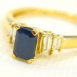Load image into Gallery viewer, 14K Solid Yellow Gold Diamond and Blue Sapphire Cluster Ring. CR96106BS6X4
