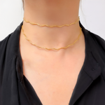Load image into Gallery viewer, SOW130G. Sterling Silver Gold Plated Snake Omega Necklace
