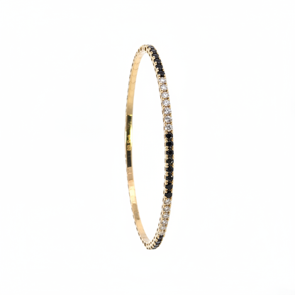 BNH68545. 14K Solid Yellow Gold Diamond and Gemstone Bangle