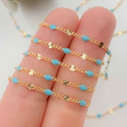 Shop now Gold Filled Turquoise Color Enamel Marina Link Chain