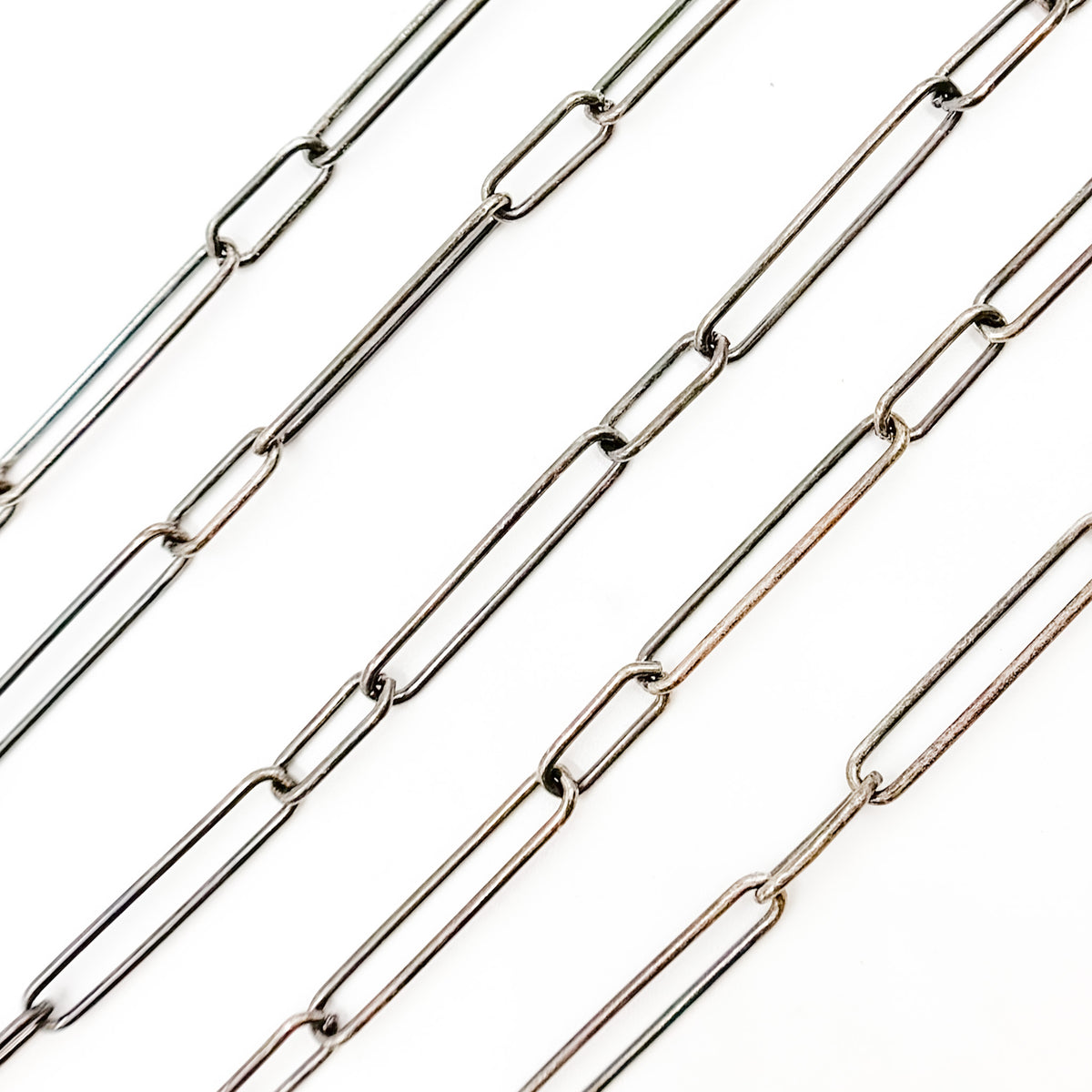 Black Rhodium Sterling Silver Smooth Long and Short  Chain