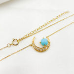 Load image into Gallery viewer, 14K Solid Gold Diamond and Gemstone Moon Necklace. CN96250TQ
