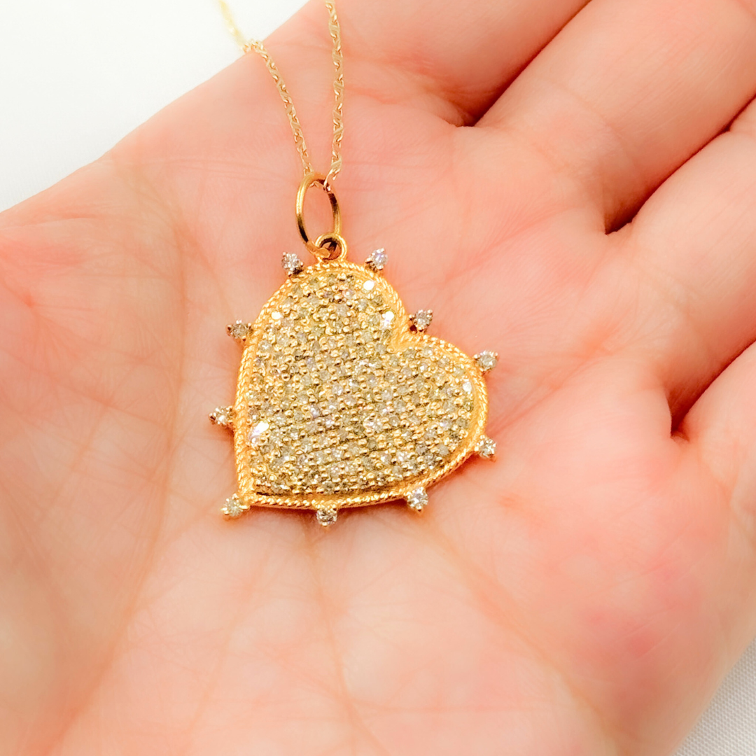 14K Solid Gold Diamond Heart Charm. GDP342