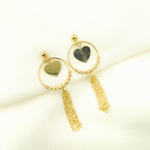 Load image into Gallery viewer, 14K Gold Hoop with Heart and Diamond Cut Ball Earrings. GER109
