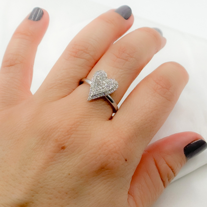 14k Solid Gold Diamond Statement Heart Ring.