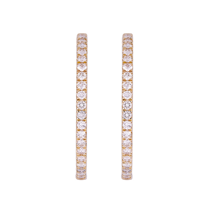 Buy 14K Solid Gold Diamond Fancy Round Hoop