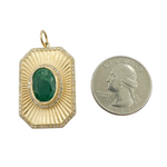 Load image into Gallery viewer, 14K Gold Rectangular Shape Charm with Emerald Stone in the center. KG151
