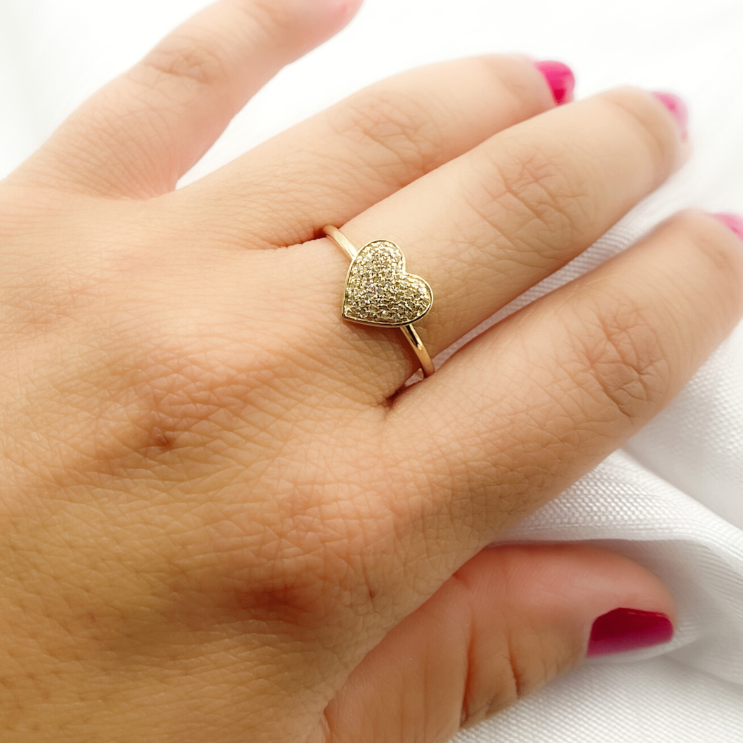 14K Solid Gold Diamond Heart Ring. RFB16832