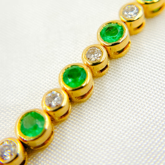 BTL65122EM. 14k Solid Gold Diamond and Gemstone Tennis Bracelet