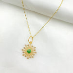 Load image into Gallery viewer, 14k Solid Gold Diamond and Emerald Sun Charm. GDP647
