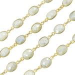 Load image into Gallery viewer, SIL6. Silverite Oval Shape Bezel Gold Plated 925 Sterling Silver Wire Chain