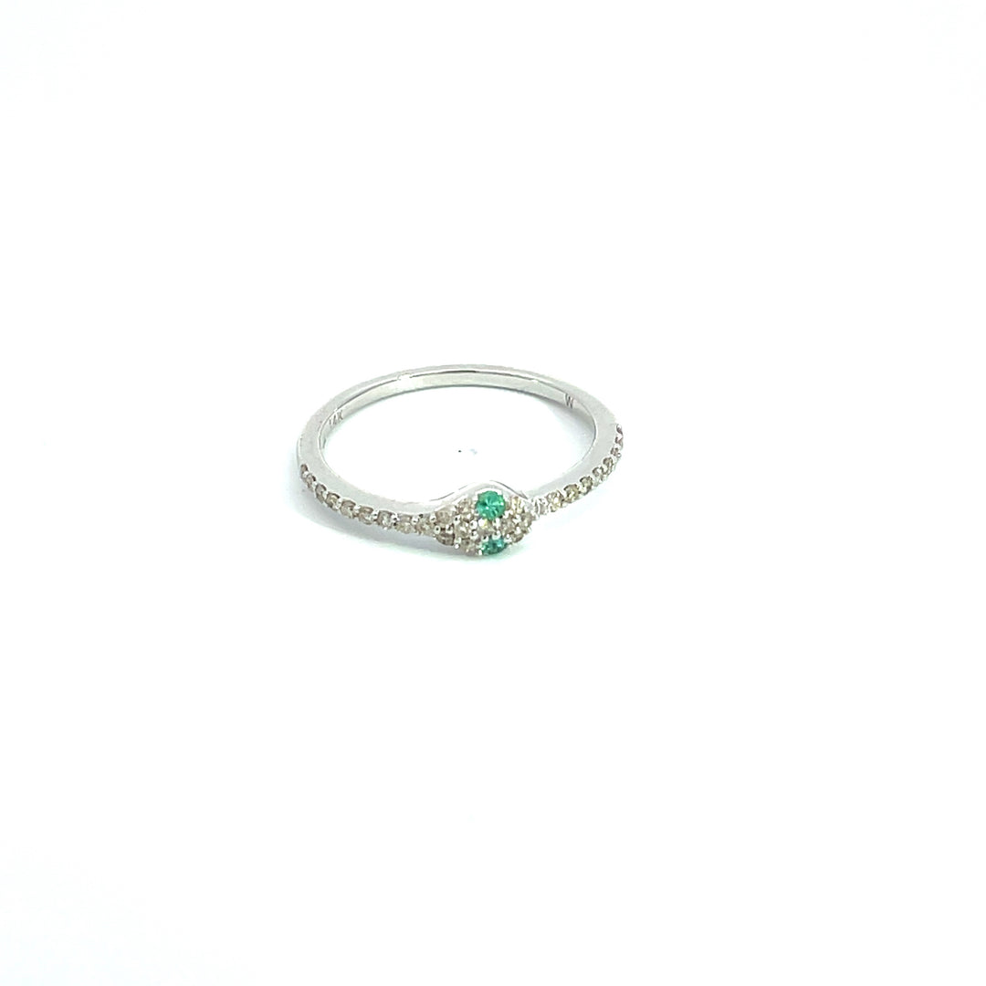 14K Solid Gold Diamond and Emerald Snake Ring. RFD17774EM