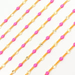 Load image into Gallery viewer, Buy Now Gold Pink Color Enamel Marina Link Chain
