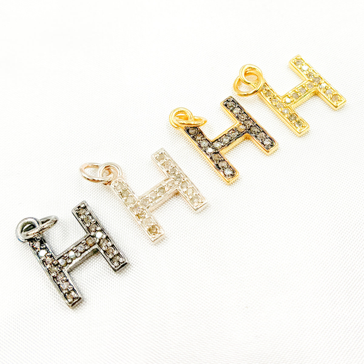 DC537. Diamond Sterling Silver Letter "H" Charm