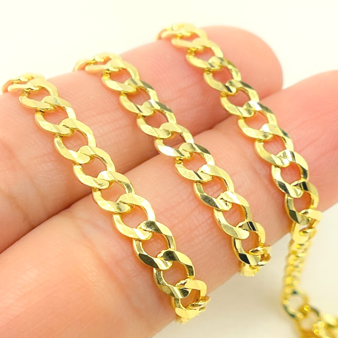 100R13FG1T2A9L001byFt. 14K Solid Yellow Gold Flat Curb Chain by Foot