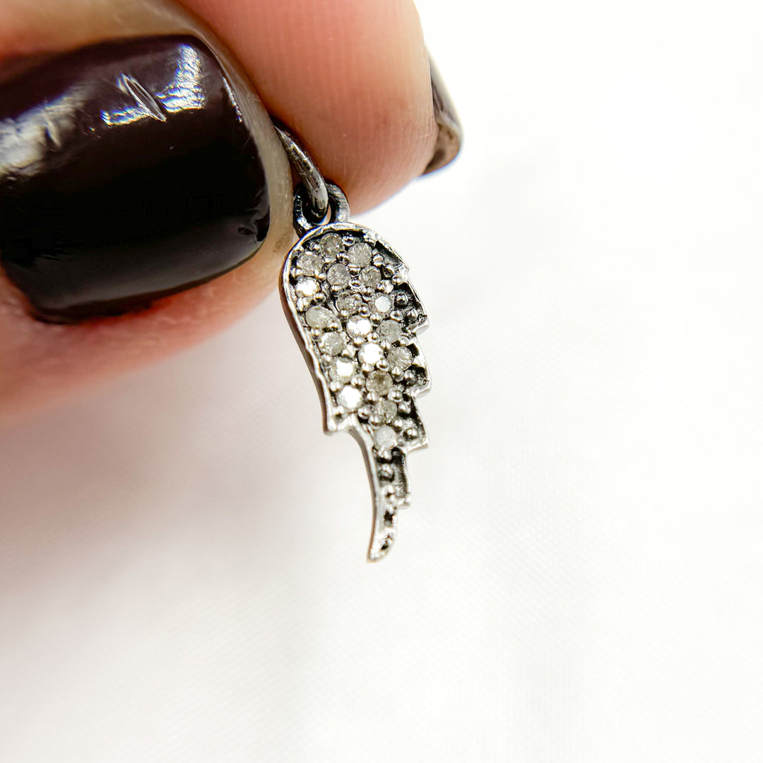 DC875. Diamond & Sterling Silver Wing Charm