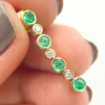 Load image into Gallery viewer, 14K Solid Gold Diamond &amp; Emerald Dangle Earrings. EFD52175EM
