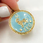 Load image into Gallery viewer, DP622A. Diamond Sterling Silver Leo Zodiac Enamel Pendant
