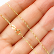14K Solid Gold Smooth Curb Chain