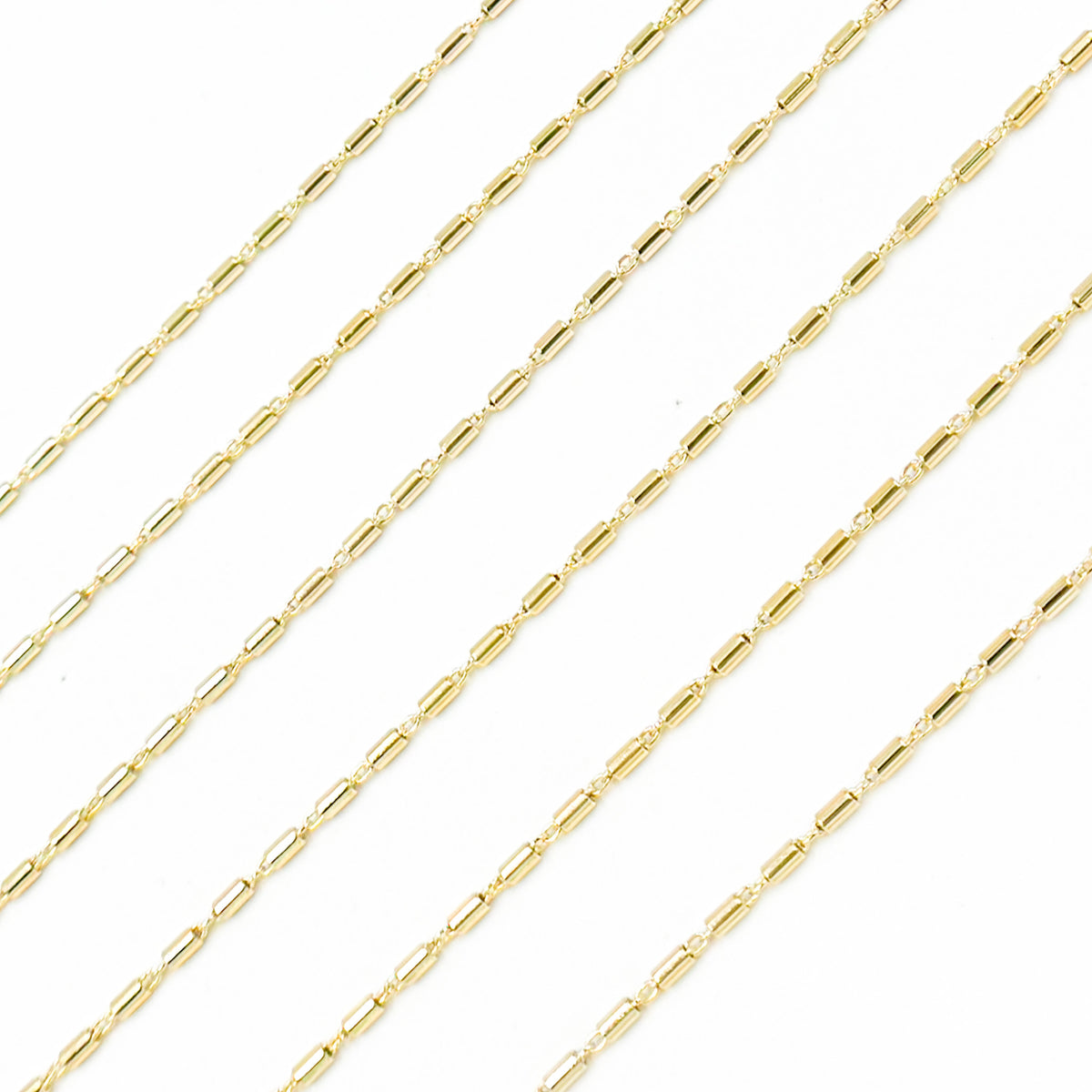 Solid Yellow Gold Smooth Round Bars Link Chain