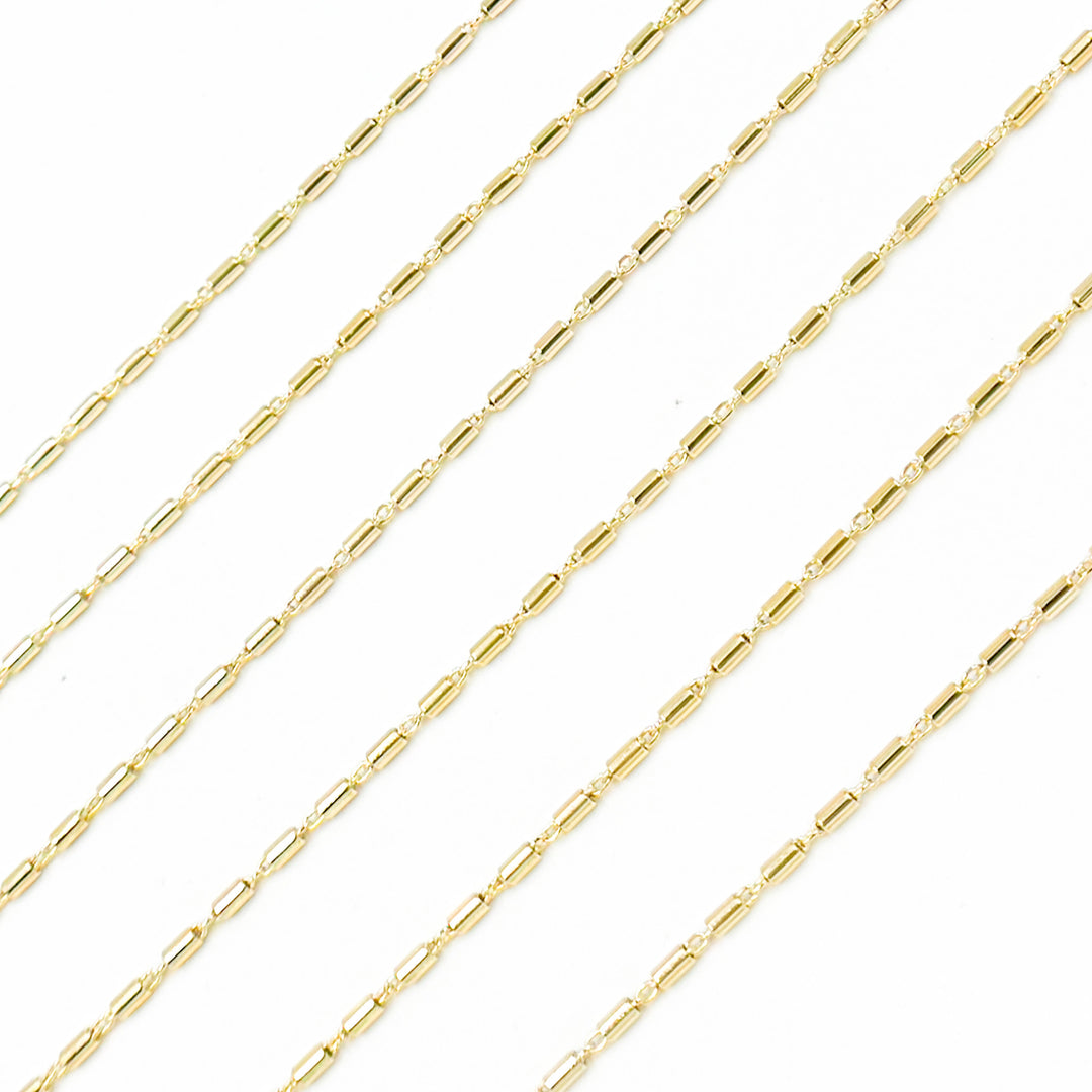 Smooth Round Chain 14k Solid Yellow Gold Smooth Round Bars Link Chain
