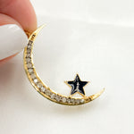 Load image into Gallery viewer, DP498A. Diamond Sterling Silver Moon and Star Enamel Pendant
