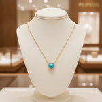 Load image into Gallery viewer, NFB71922. 14K Solid Gold Diamond and Turquoise Necklace
