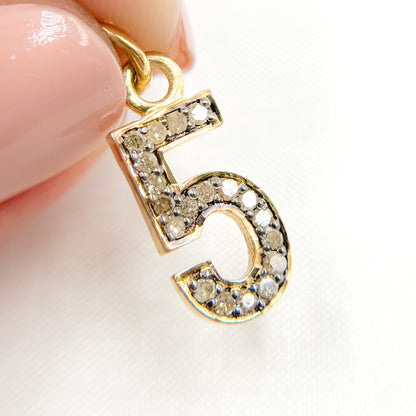 DC504. Diamond Sterling Silver Number "5" Charm