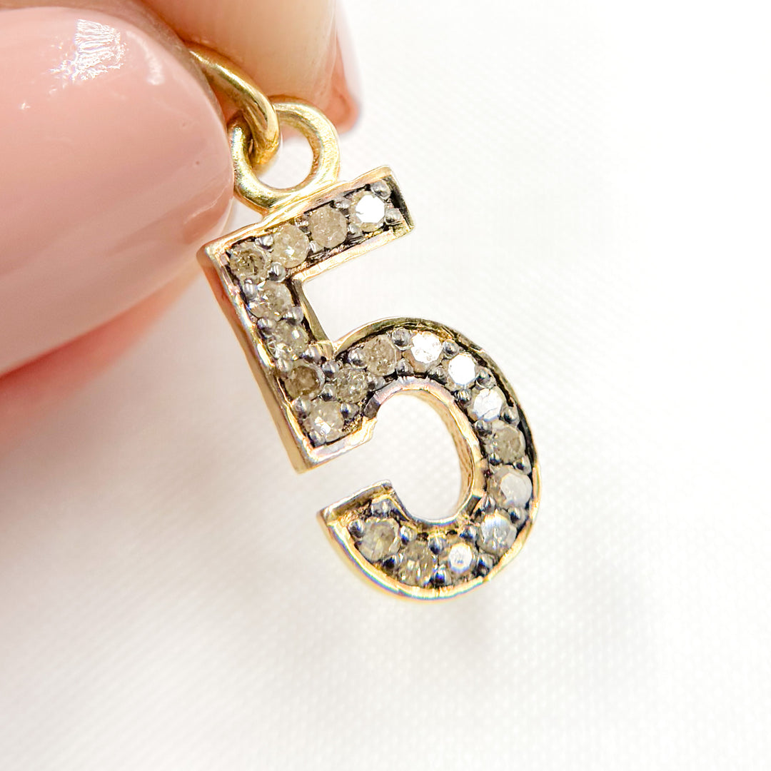 DC504. Diamond Sterling Silver Number "5" Charm