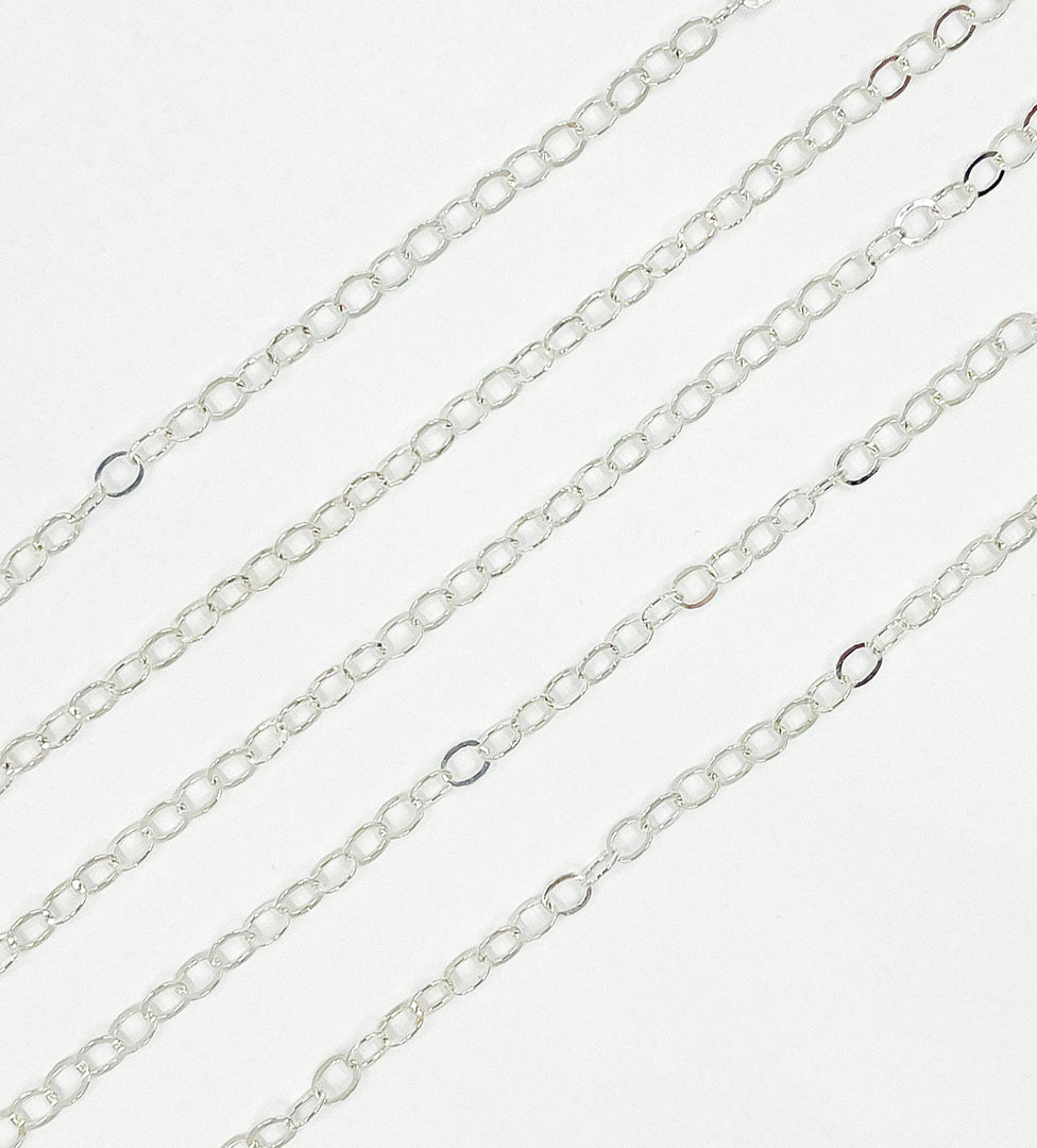 925 Sterling Silver Flat Oval Link Chain. 2207FSS