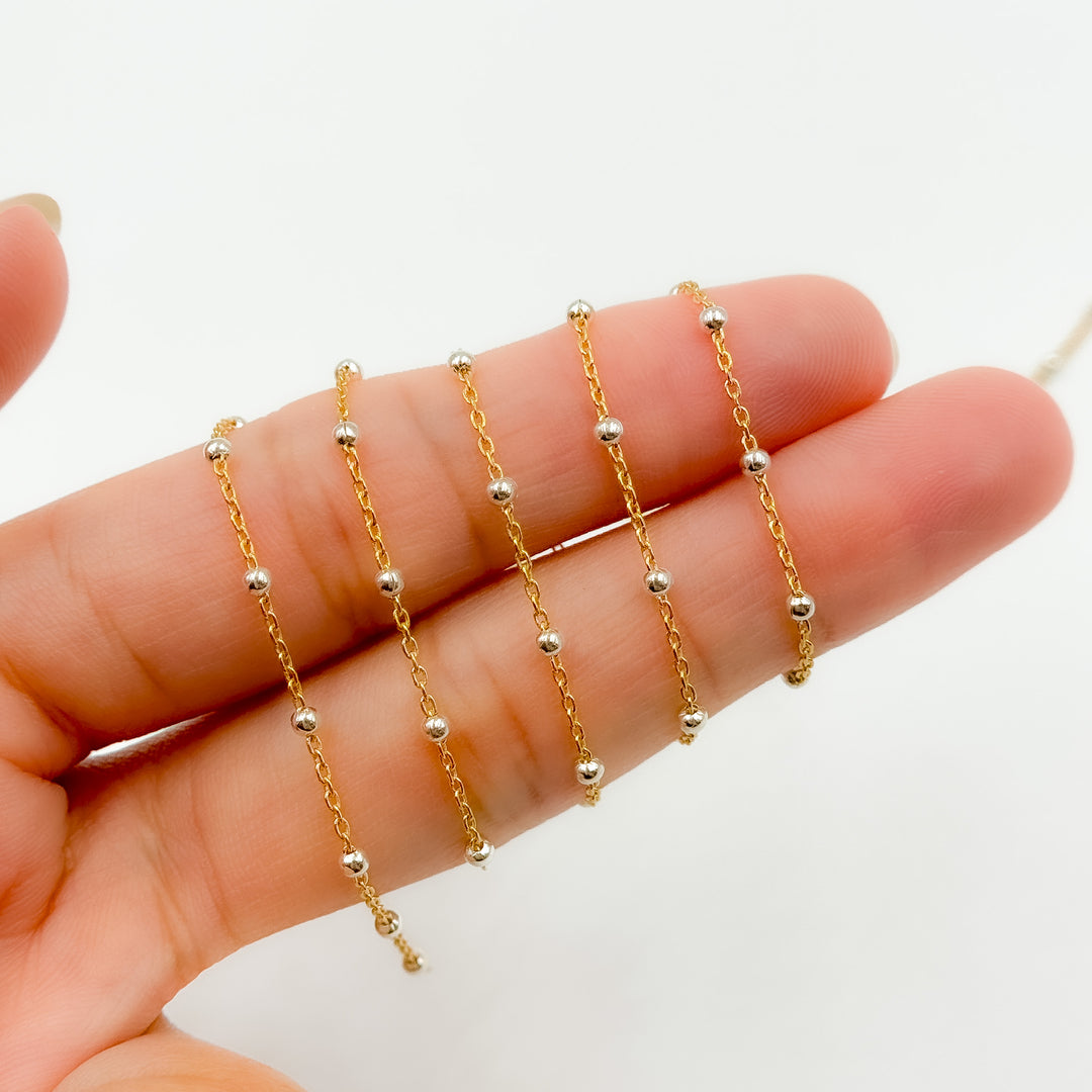 V288TT. Gold Filled with Sterling Silver Beads Satellite Chain