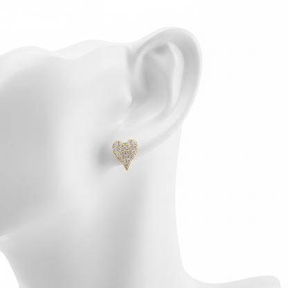 EFD54274. 14K Solid Gold Diamond Heart Earrings