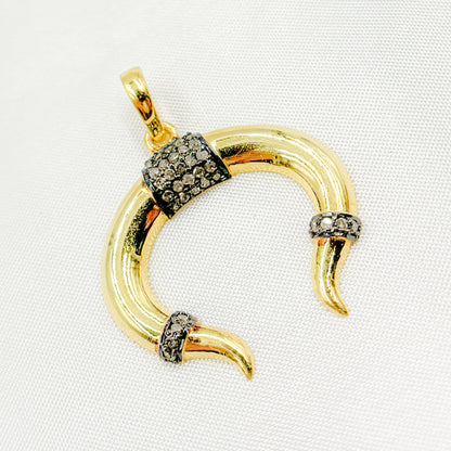 DP184. Diamond Sterling Silver Horn Pendant
