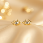 Load image into Gallery viewer, EFZ52004BS. 14K Solid Yellow Gold Diamond Eye Studs
