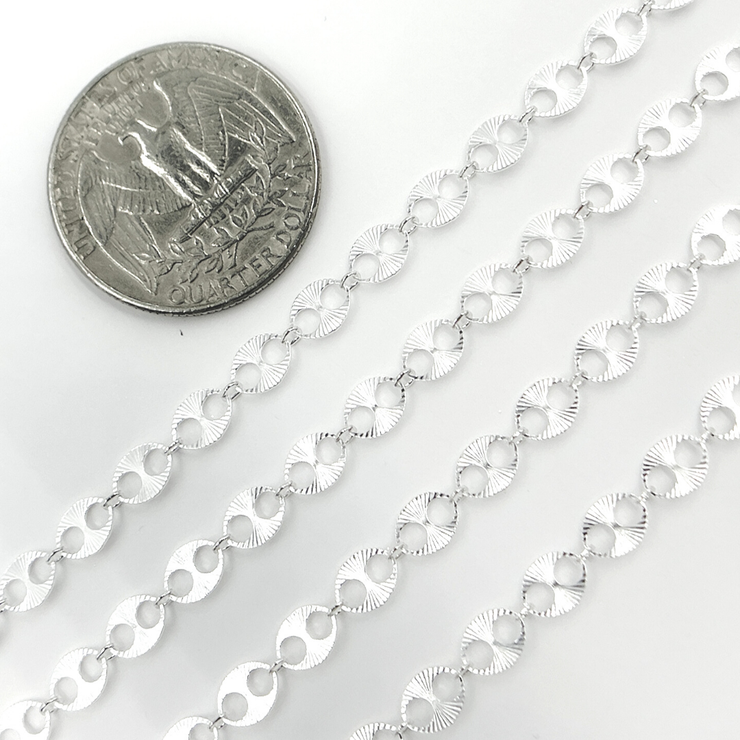 925 Sterling Silver Flat Textured Marina Chain. V163SS